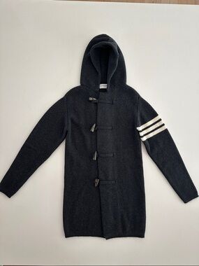 Thom Browne Charcoal Cashmere Hooded Cardigan